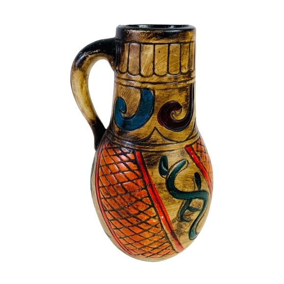 Southwestern Boho Vase Pitcher 9 Inch Primitive Earthy VTG Native Vibe - Picture 1 of 14